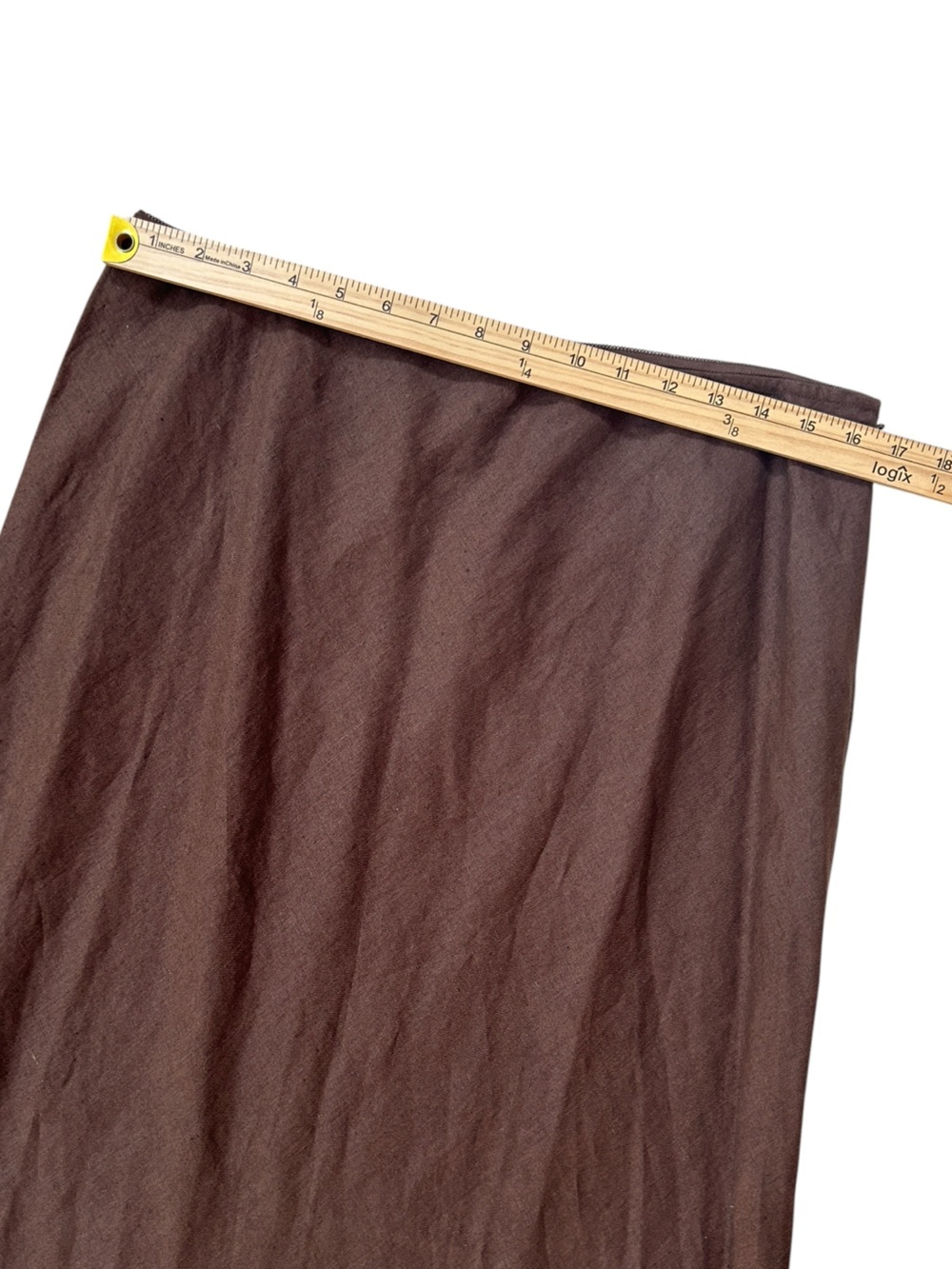 Lands’ End 100% Linen Brown Midi Skirt A-Line Fall Skirt Lagenlook Size 14 - Picture 6 of 9